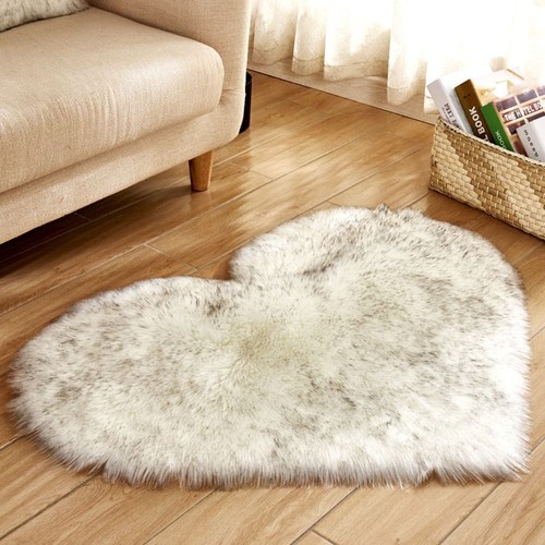 Heart Shaped Carpet Shaggy Carpet Chair Cover Floor Mats Seat Pad Sofa Cushion - Picture 22 of 22