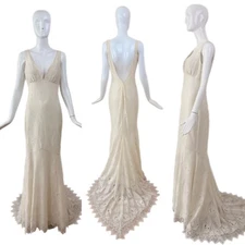 CLAIRE PETTIBONE 2015 sample wedding dress bridal gown lace backless