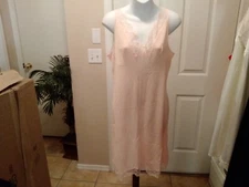 Womans Vintage Full Slip Dress Chemise European SZ M-L Coral Pink W/Lace Trim