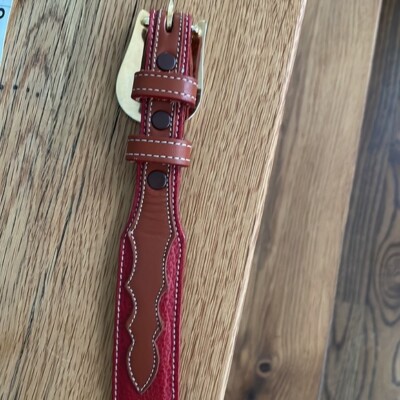 Vintage Red, Brown and Gold Tony Lama Belt | eBay display picture 1