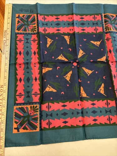 Vintage Paris Bandana Indianer Südwesten türkis rosa Made in USA Schal - Bild 2 von 7
