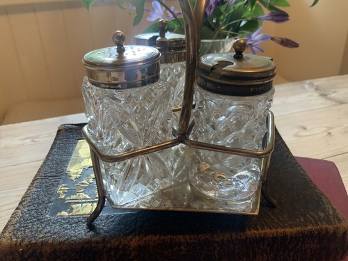 EPNS & Cut Glass Cruet Set - Picture 5 of 19