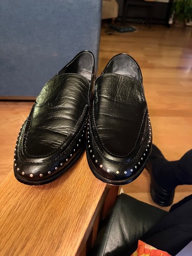 Vince Camuto Studded Loafers Women 8 M Black Leather Jendeya Slip On Flats - Picture 12 of 22