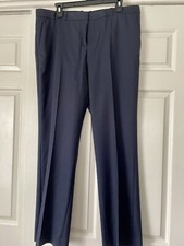 BOSS Hugo Boss Tulea1 Navy Blue Tropical Wool Straight Leg Trouser Pants Sz 10
