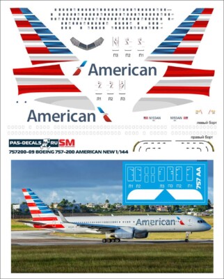 Boeing 757-200 American NEW 1/144 PAS-DECALS	757200-09