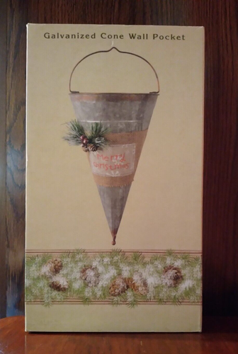 Bolsillo de pared cono de acero galvanizado barril de galvanizado FELIZ NAVIDAD NUEVO DE NUEVO - Imagen 2 de 2