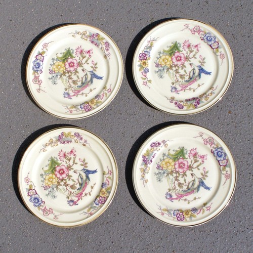 4 ROSENTHAL Porzellan Teller WINIFRED Paradiesvogel an Blumen je 2 x 1936 + 1937 - Bild 2 von 6