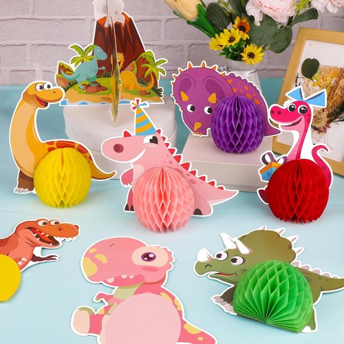 9 Stück Dinosaurier Waben Tischdeko, 3D niedliche Dinosaurier Mittelstücke - Bild 4 von 5