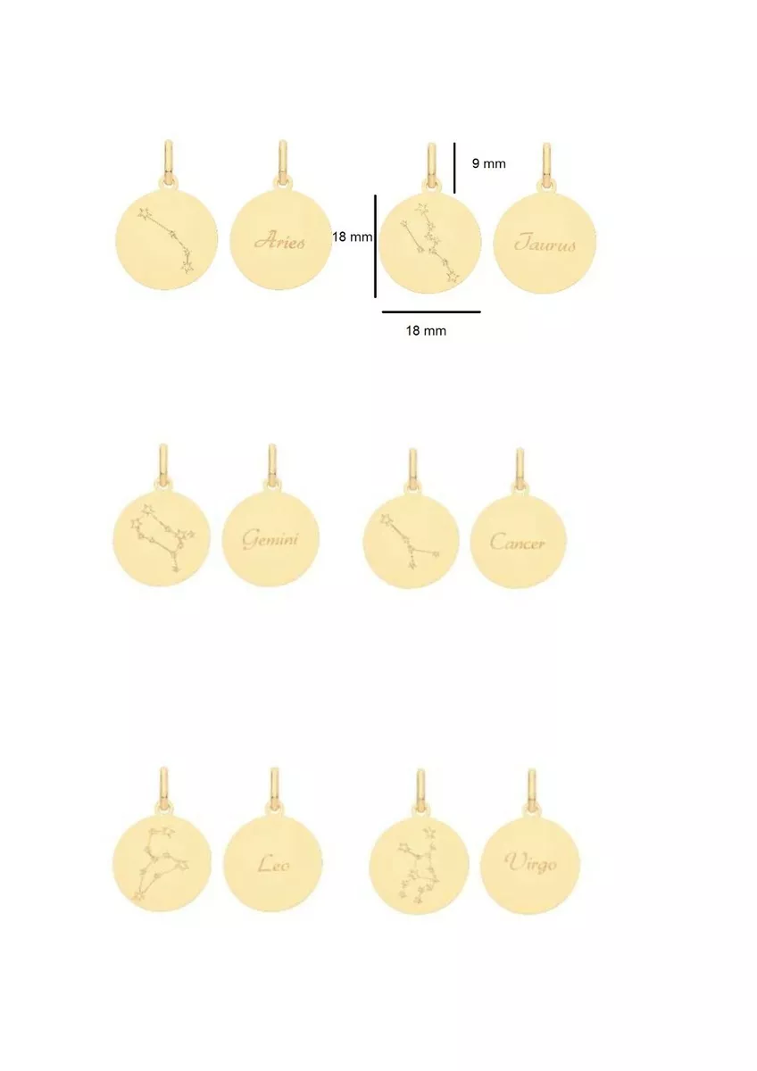 9ct gold zodiac pendants clearance