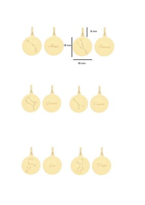 Runder 9 kt Gelbgold Sternbild Sternbild Horoskop Charm Anhänger für Halskette