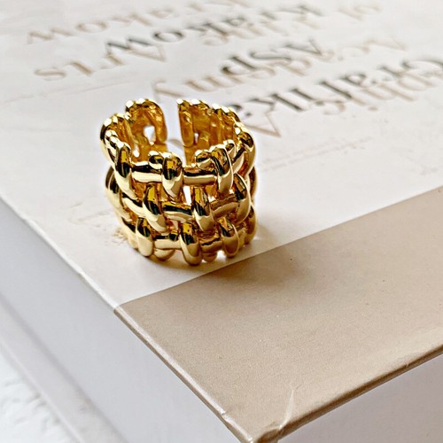 Anello viso design ampio nuovo griglia vento creativo trendy anello freddo alla moda - Foto 7 di 7