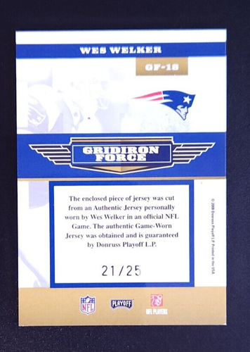 2008 Absolute Memorabilia Gridiron Force Wes Welker Jersey Refractor /25 SSP - Picture 2 of 2