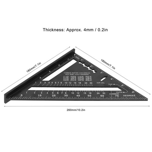7inch Triangular Ruler Aluminum Alloy Scale Measuring Ruler Miter For Industrial - Picture 16 of 16