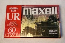Maxell UR Blank Audio Cassette Tape, Sealed, 60 Minutes, Normal Bias