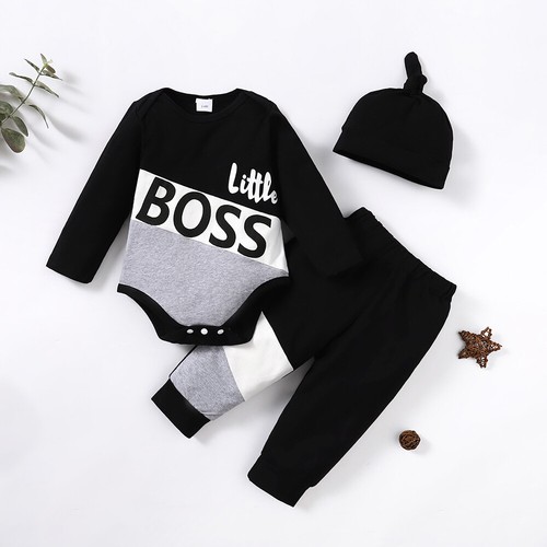 Newborn LITTLE BOSS Baby Boys Sweatshirt Tops Pants Tracksuit Outfit Set Clothes - Picture 37 of 40