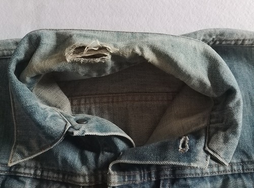 Mens Levis Blue Orange Tab Distressed Denim Vest Equivalent to Small - Picture 7 of 8