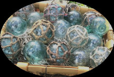Japanese Glass Fishing FLOATS 3-3.5" Lot 16 Netted/Plain Nautical Decor USA BZ