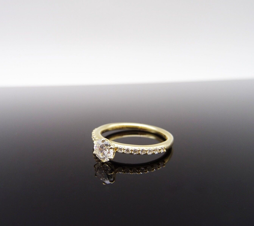 ANILLO DE COMPROMISO EN ORO AMARILLO 585/14K CON APROX. 0,39 CT. F / SI DIAMANTES - Imagen 2 de 6