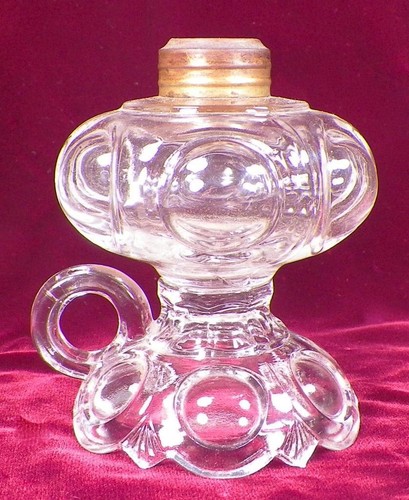Daisy Miniature Lamp Kerosene Oil Clear Glass Butler Bros EAPG Finger Antique #1 - Picture 3 of 7