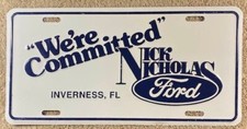 Nick Nicolas Ford Dealer Booster License Plate Vintage Inverness Florida Mustang