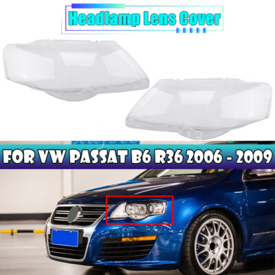 Clear Headlight Lens Cover Shell Lampshade Pair For VW Passat B6 R36 2006-2009