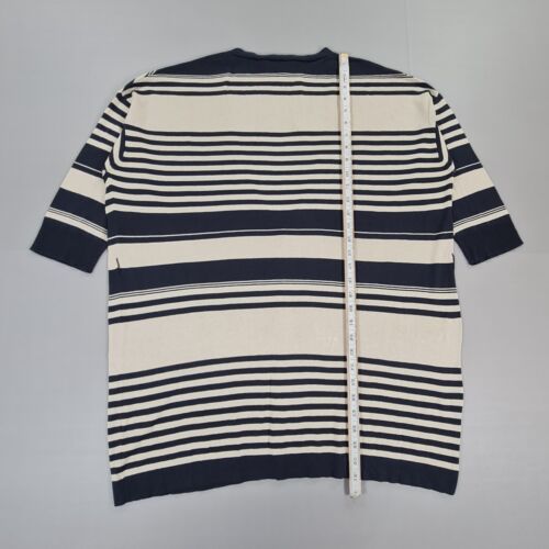 Weekend Max Mara Womens Cardigan Beige Blue Large Silk Blend Stripped - Picture 7 of 8