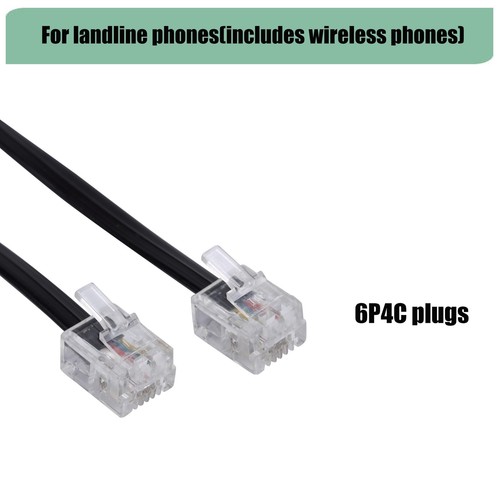 3-pak Kabel RJ11 Przewód telefoniczny do stacjonarnego 10ft Przewód telefoniczny Linia telefoniczna Przewód ... - Zdjęcie 3 z 7