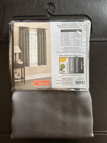 New 63 Inch Room Darkening Panel Pair 30" x 63" x2 Brand New SEALED Dark Gray - Picture 2 of 2