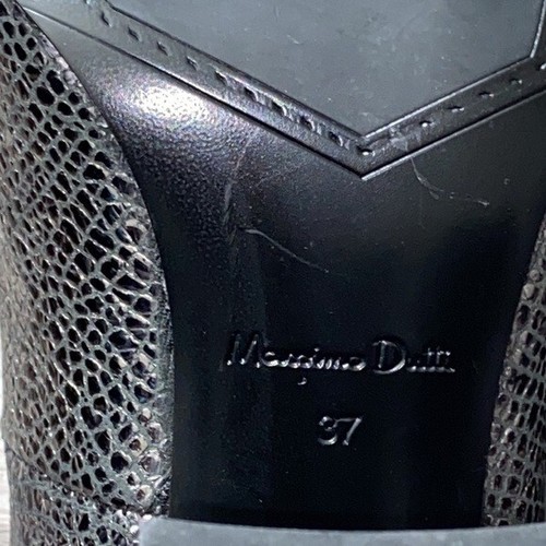 Massimo Dutti Plata Leather Block Heels Womens 6.5 Ruffle Pewter Silver Gray - Picture 10 of 10