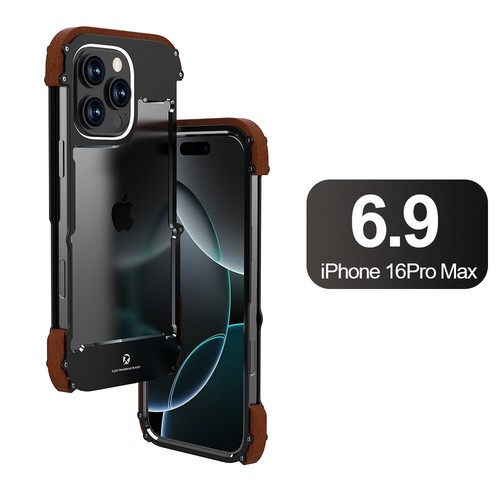 Para Apple iPhone 16 Pro Max Lujo Híbrido Aluminio Metal Madera Parachoques Estuche Cubierta - Imagen 10 de 13