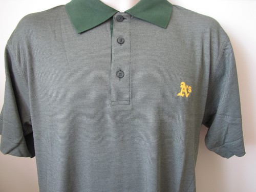 MLB Oakland Athletics A's Hombres Drytec Polo Tejido Manga Corta Camisa - Talla Pequeña - Imagen 1 de 12