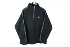 VINTAGE ASICS SWEATSHIRT 1/4 ZIP SIZE L black sleeve logo 90s retro sport jumper