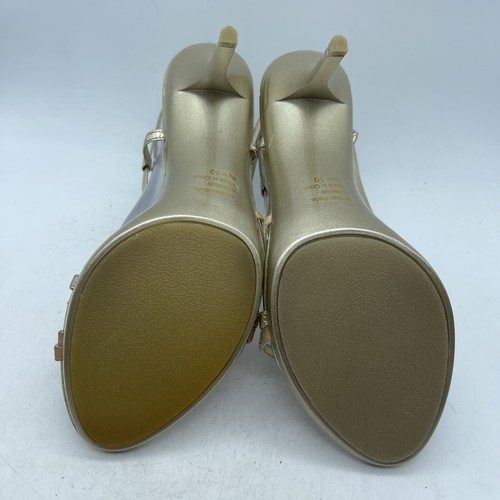 Wild Diva Women's Gold Strappy Rhinestone Stiletto Slingback Heels Shoes Size 10 - Picture 10 of 10