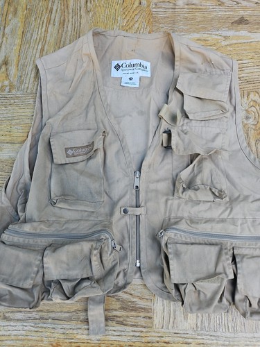 Columbia PFG Fishing Vest Mens XL Tan Outdoor Fisherman&Fly Fishing Flies Tr7#61 - Picture 4 of 24