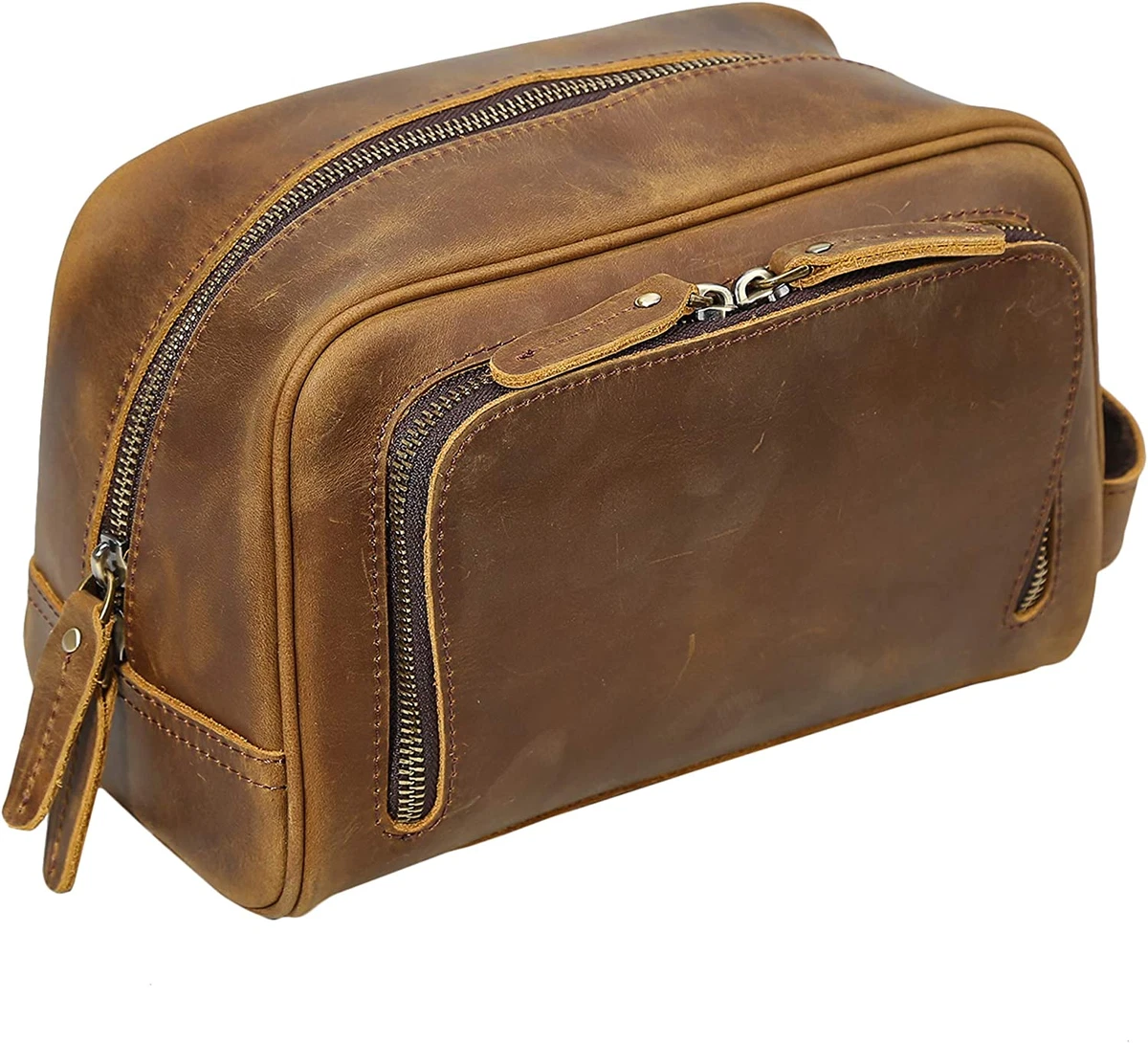 Polare Vintage Full Grain Leather Handmade Travel Toiletry Bag for