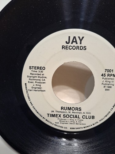 Timex Social Club - Rumors - Jay (45RPM 7”) As Is No Cover - Picture 3 of 6