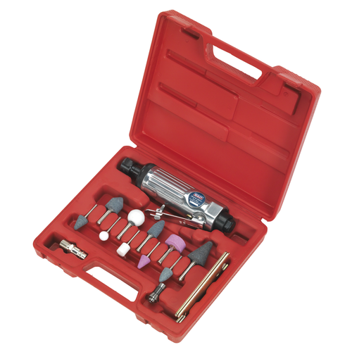 Kit de amoladora de troqueles de aire Sealey 16 piezas 22000 rpm 1/4" BSP + Estuche y piedras - Imagen 2 de 6