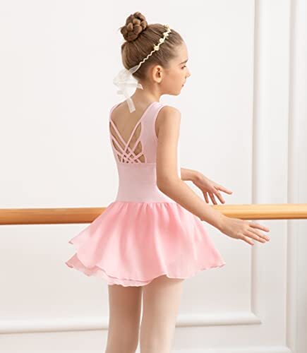 Girls Tank Ballet Leotards with Skirt Toddler Dance Dress,Cute 4-6 Years Pink - Bild 6 von 7