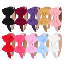 10 pcs toddler little girls 5 inch fabric bows satin wide headbands for child...