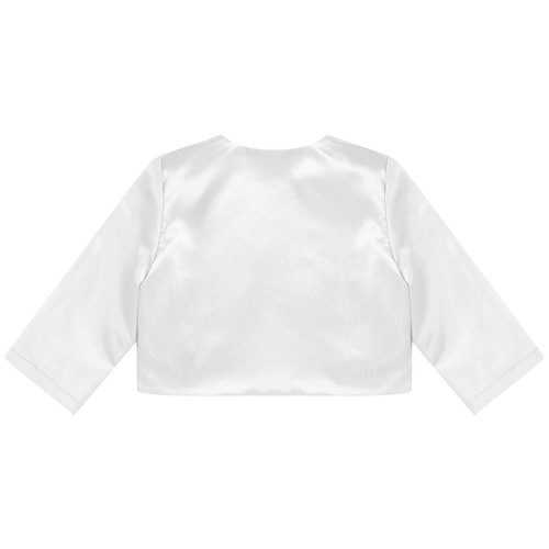 UK Girls 3/4 Sleeve Satin Cardigan Open Front Pleated Bolero for Party Wedding - Picture 14 of 42