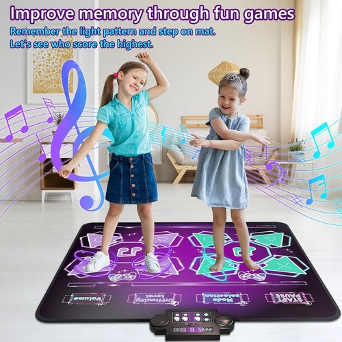 Kids Dance Mat Toy- 2-Player Dance Pad Gifts for Girls Boys Toddlers 3+ Year Old - Picture 3 of 8