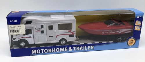 MANKOL 1:48 DIE CAST METAL SHARE HAPPINESS - MOTORHOME & Boat Trailer NIB