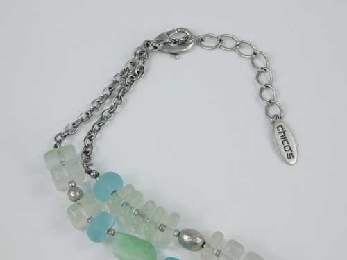 Chico's Aventurine, Glass, Acrylic, Beaded Silver Tone 40" Necklace - Picture 3 of 3