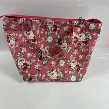 Handmade Cosmetic Bag Open Wide Zippered Floral Cotton