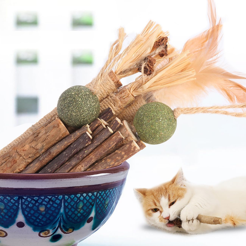 Cat Toys Cat Chew Toys, Silvervine Sticks Catnip Rope Toys for Cats Teeth Cleani - Picture 4 of 12