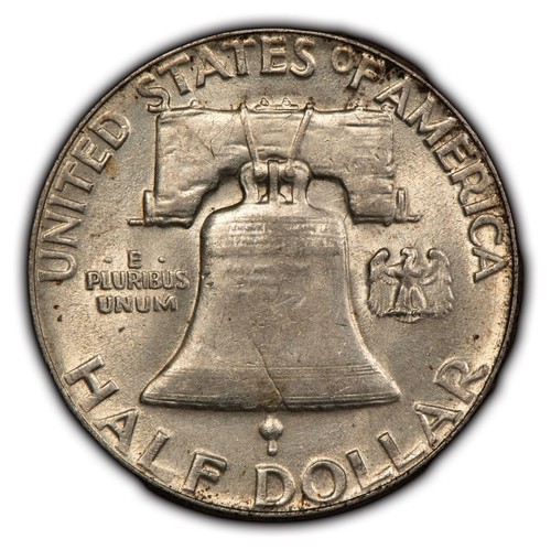 1954 50c Franklin Silver Half Dollar - Luster - Bugs Bunny Variety - AU - H2243 - Picture 3 of 6
