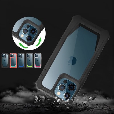 For iPhone 13 Pro Max 12 Pro 11 7 8 Shockproof Rubber Armor Case Clear PC Cover 