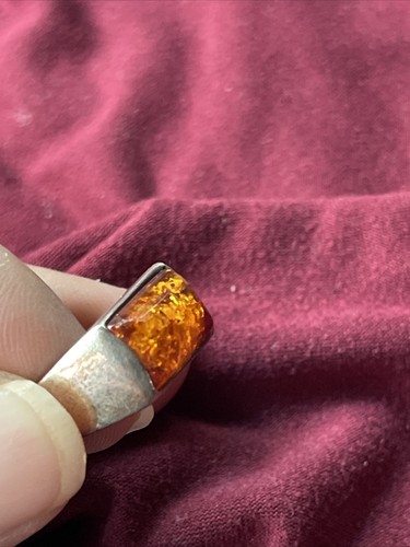 Stamped Sterling Silver 925 Amber Ring Size 7.75 AS IS - Picture 2 of 6