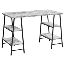 Monarch Specialties 4 Shelves Contemporary Metal Computer Desk in White