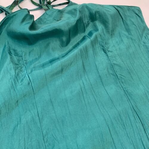 Vintage Free People Seiden bestickt Rüschen Stufen Kleid 2 4 S grün ärmellos - Bild 11 von 12